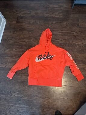 Nike Bright Orange Pullover Hoodie with Script Logo